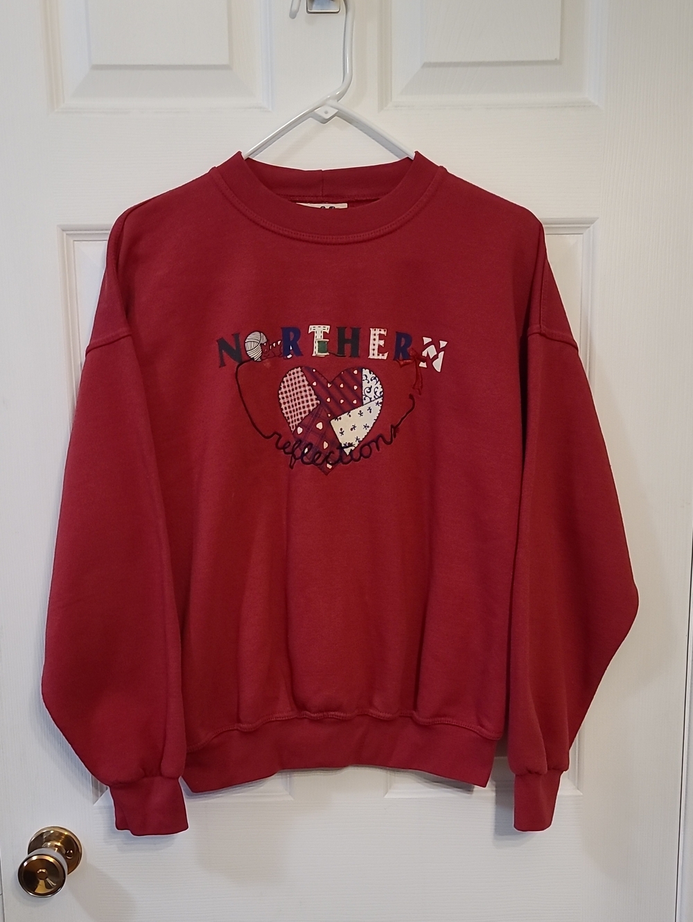 Vintage Northern Reflections Embroidered Patchwork 90s Crewneck Sweater Red